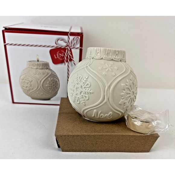 Lenox Christmas Candle holder Ornament White Christmas Joy Peace Tealight Noel - Picture 2 of 16